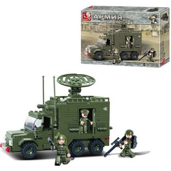 Конструктор Sluban Армия Автомобиль-фургон с РЛС локационная станция M38-B0300, 231 деталей
